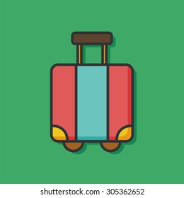 suitcase trolley color line icon