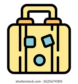 Mala com vários adesivos, simbolizando as memórias de viagem e aventuras ao redor do mundo