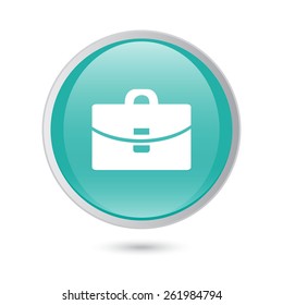 Suitcase - Vector icon. blue glossy button.