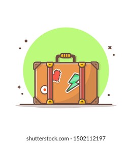 Suitcase Vector Icon Illustration. Summer Traveling Icon Concept White Isolated. Flat Cartoon Style Suitable for Web Landing Page, Banner, Sticker, Background