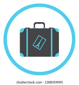 Suitcase vector icon in a round frame on a white background