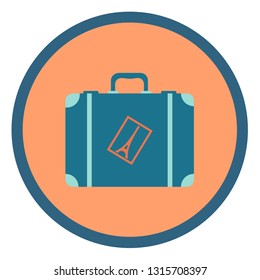 Suitcase vector icon in a round frame