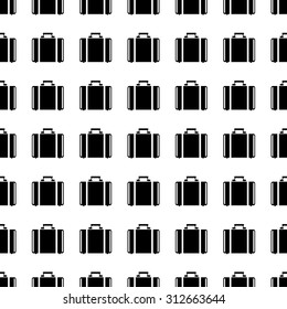 Suitcase vector icon seamless pattern, tiling ornament on white.