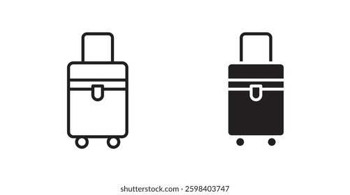 Suitcase vector icon set in black color.