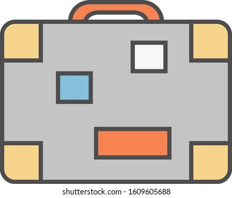 Suitcase vector icon with stickers