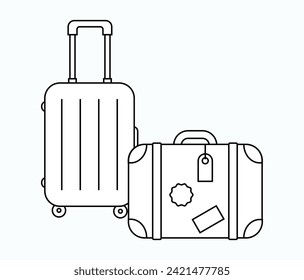 Suitcase vector icons. Concept of travel, tourism, pack your things. Image on an isolated background. EPS10

