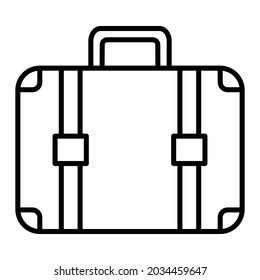 Suitcase Vector Outline Icon Isolated On White Background
