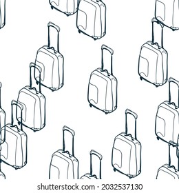 suitcase vector seamless pattern outline decorative