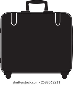 Suitcase Vector Silhouette, Travel Bag Isolated on White Background