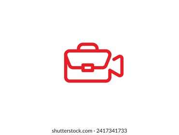 suitcase and video logo, movie producer symbol icon template	
