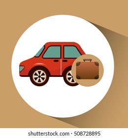 suitcase vintage and car vehicle symbol travel design, vector illustration  graphic 