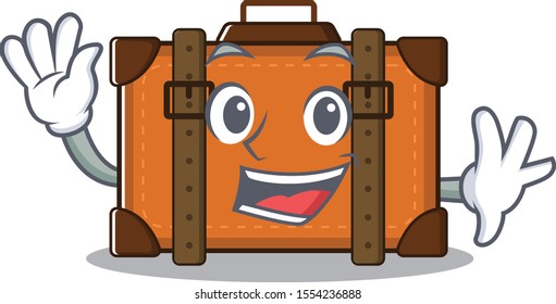 suitcase waving in the cartoon with mascot