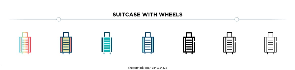 suitcase with wheels icon designed in gradient, filled, two color, thin line and outline style. vector illustration of suitcase with wheels vector icons. can be used for mobile, ui, web
