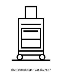 suitcase with wheels line icon isolated