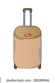 suitcase with wheels on white background, isolated