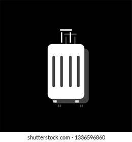 Suitcase. White flat simple icon with shadow