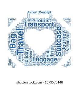 suitcase word cloud. tag cloud about suitcase