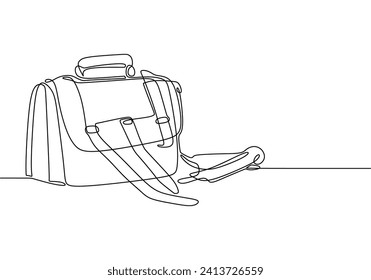 Koffer Arbeitsbeutel eine Linie Kunstzeichnung. Durchlaufender Briefkasten-Bürobeutel zum Arbeiten.
