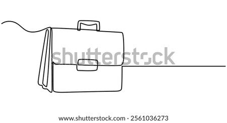 Suitcase working bag one line art drawing. Continuous outline briefcase office bag for working, briefcase continuous line art drawing, Minimalist continuous one line drawing of business bag pro. 