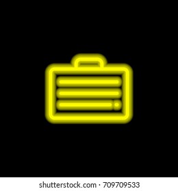 Suitcase yellow glowing neon ui ux icon. Glowing sign logo vector