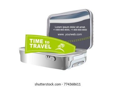 Suitcase.Logo for travel on a sticker, poster, card, business card for a travel company.Vector icon. Logotype. Emblem.bag icon stock vector illustration flat design.