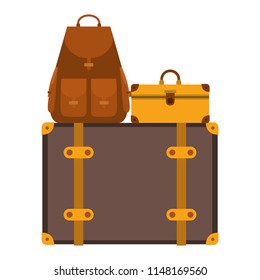 suitcases bags pile isolated icon