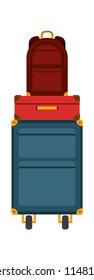 suitcases bags pile isolated icon