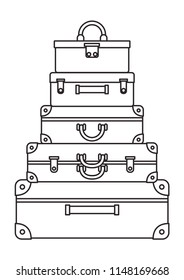 suitcases bags pile isolated icon