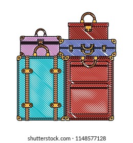 suitcases bags pile isolated icon