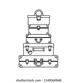 suitcases bags pile isolated icon