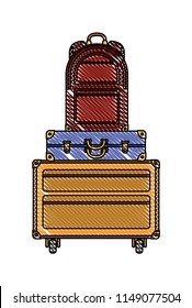 suitcases bags pile isolated icon