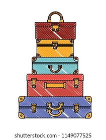 suitcases bags pile isolated icon