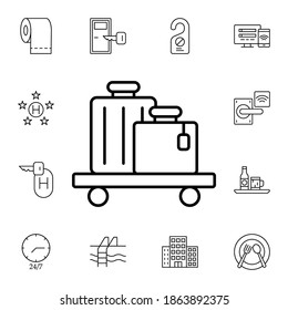 Koffer, Korbflavensymbol für Vektorgrafik im Hotelservice-Paket