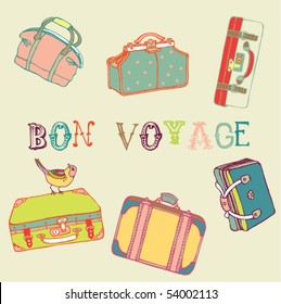 Suitcases with a bird