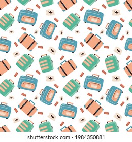 Suitcases, bright pattern from bags or suitcases. Vector graphics.