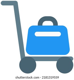 Suitcases carried by trolley service in the hotel