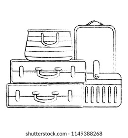 suitcases with cooler and handbag