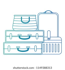 suitcases with cooler and handbag