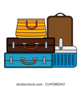 suitcases with cooler and handbag