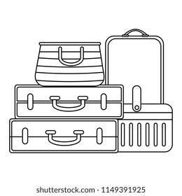 suitcases with cooler and handbag