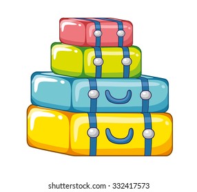 Suitcases in different colors. Baggage icon.