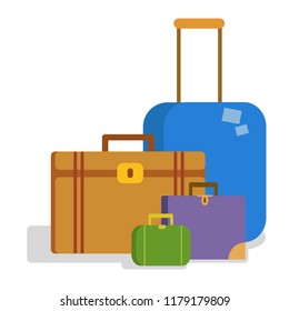 suitcases flat vector illustration