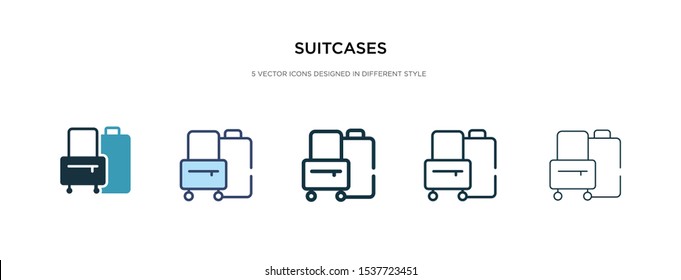 suitcases icon in different style vector illustration. two colored and black suitcases vector icons designed in filled, outline, line and stroke style can be used for web, mobile, ui