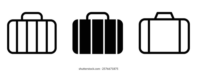 Suitcases icon. Set of suitcase icon vector illustration isolated on white background. Luggage baggage outline icons and black silhouettes. Travel concept icon sheet for graphics.