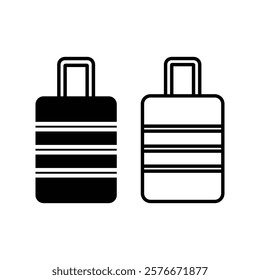 Suitcases icon. Set of suitcase icon vector illustration isolated on white background. Luggage baggage outline icons and black silhouettes. Travel concept icon sheet for graphics.