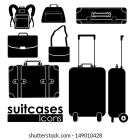 suitcases icons suitcases icons over white background vector illustration