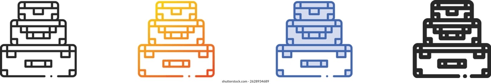 suitcases icon.Thin Linear, Gradient, Blue Stroke and bold Style Design Isolated On White Background