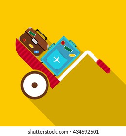 Suitcases on a cart icon in flat style