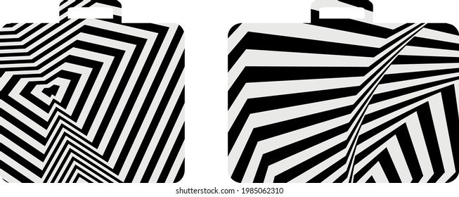 suitcases in op art style creative texture on accessories