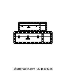 Suitcases with rivets in loft-style isolated. Minimalistic drawn vintage stuff black on white. Vector stock illustration of bedside suitcases for interior in loft style.